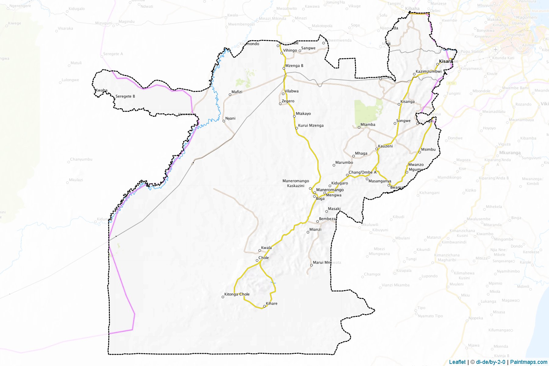 Muestras de recorte de mapas Kisarawe (Pwani)-1