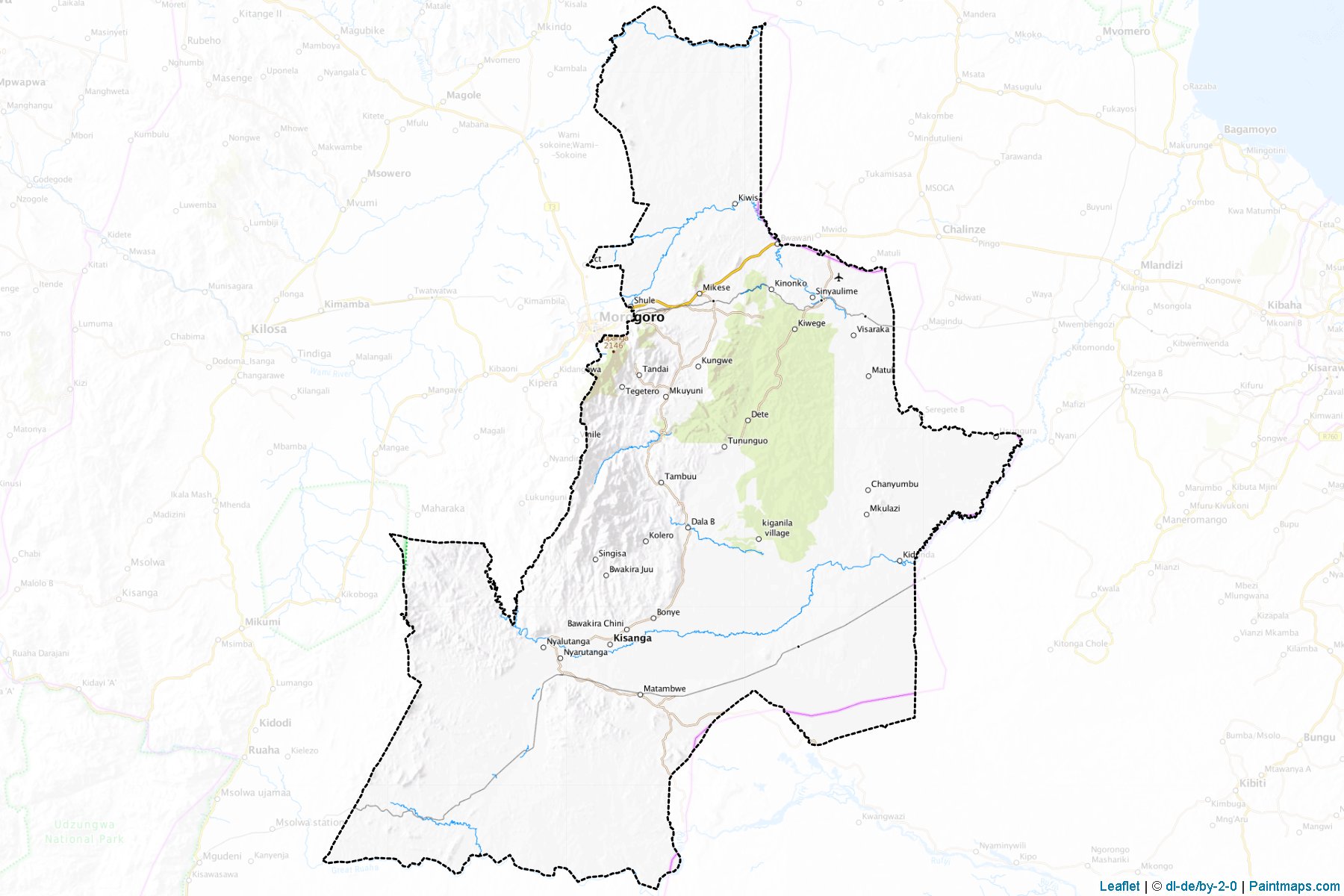 Border cropping samples for Morogoro map.