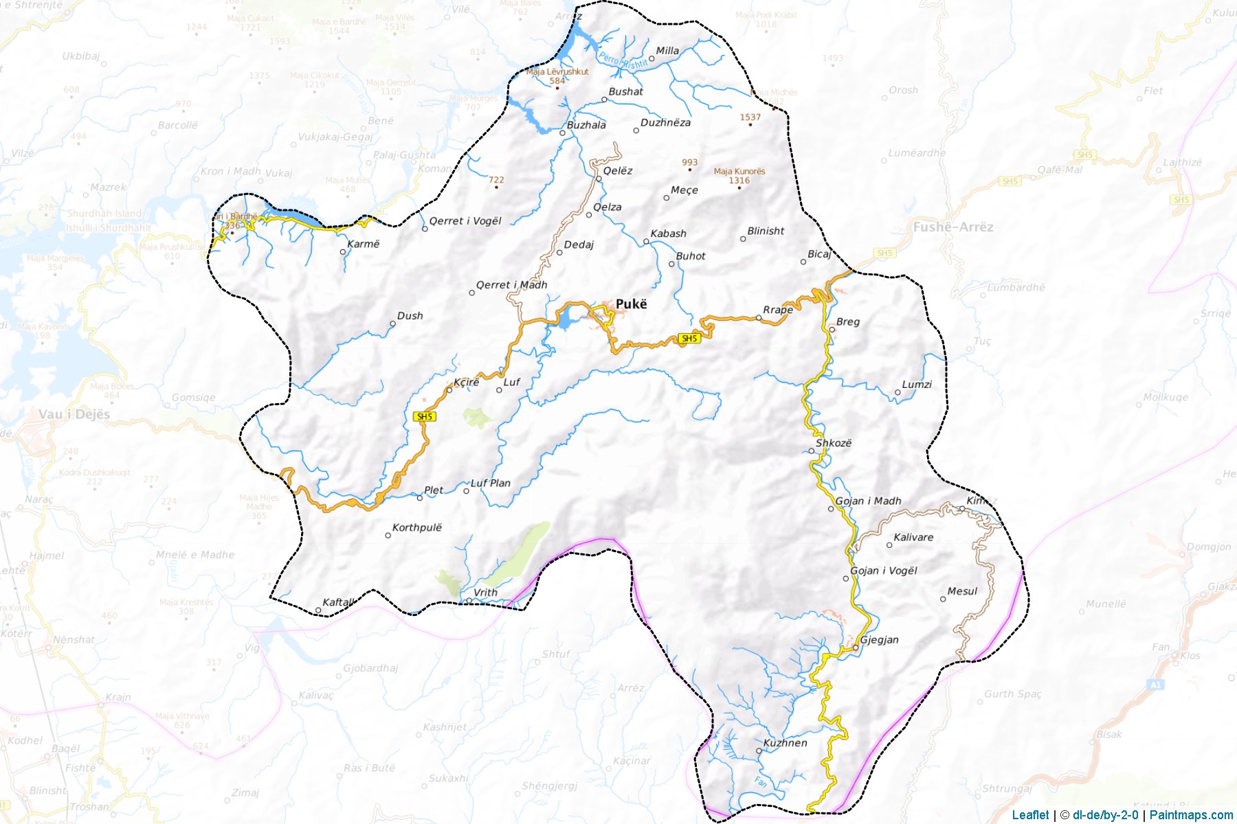 Muestras de recorte de mapas Pukë (Shkoder)-1