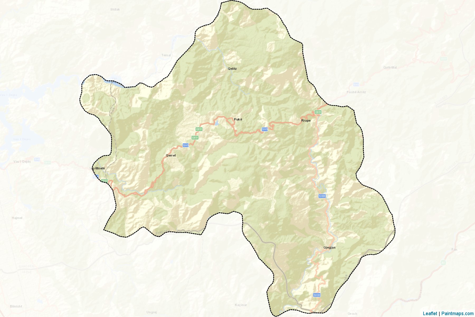 Muestras de recorte de mapas Pukë (Shkoder)-2