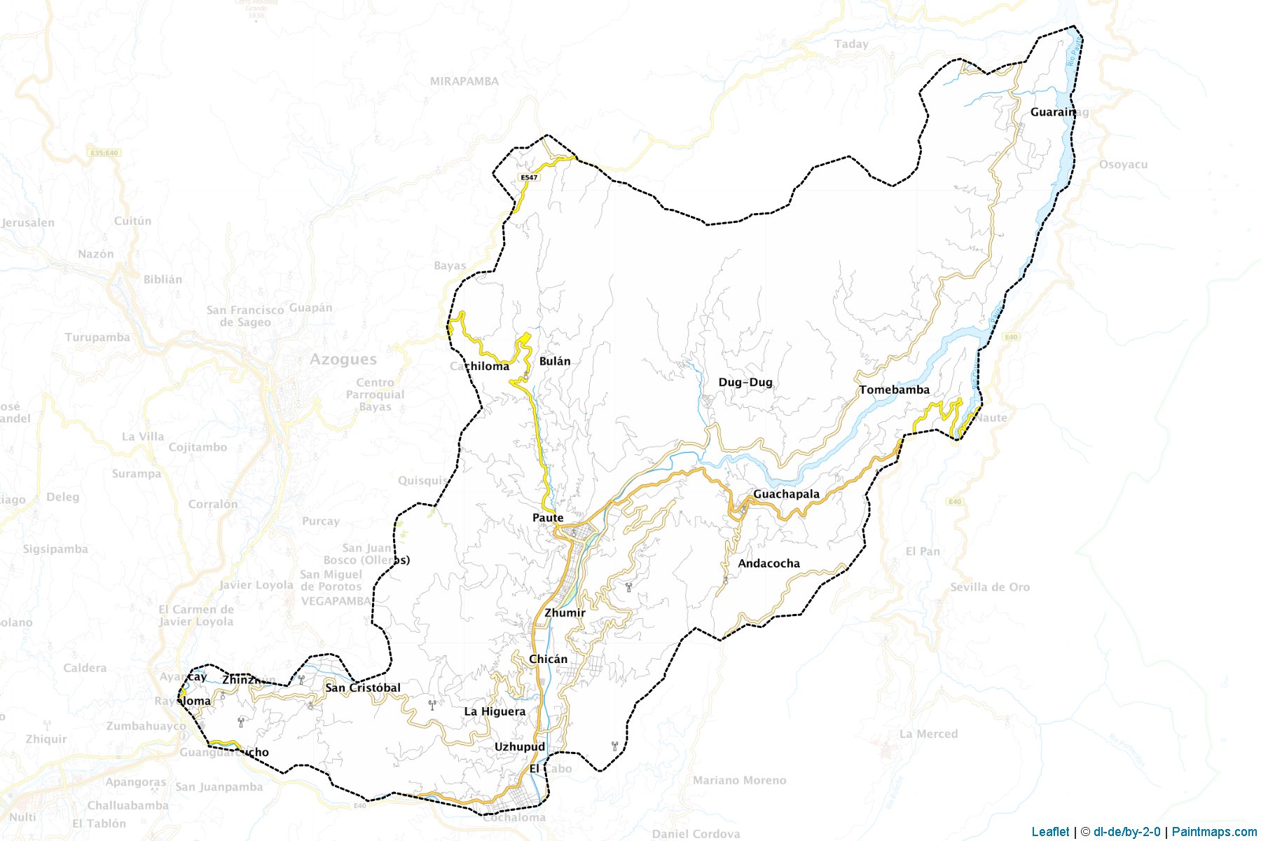 Muestras de recorte de mapas Paute (Azuay)-1