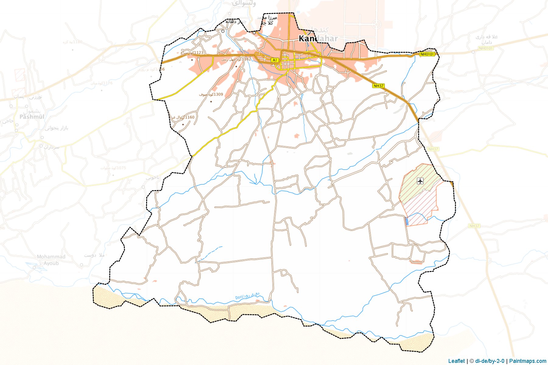 Muestras de recorte de mapas Kandahar (Kandahar)-1