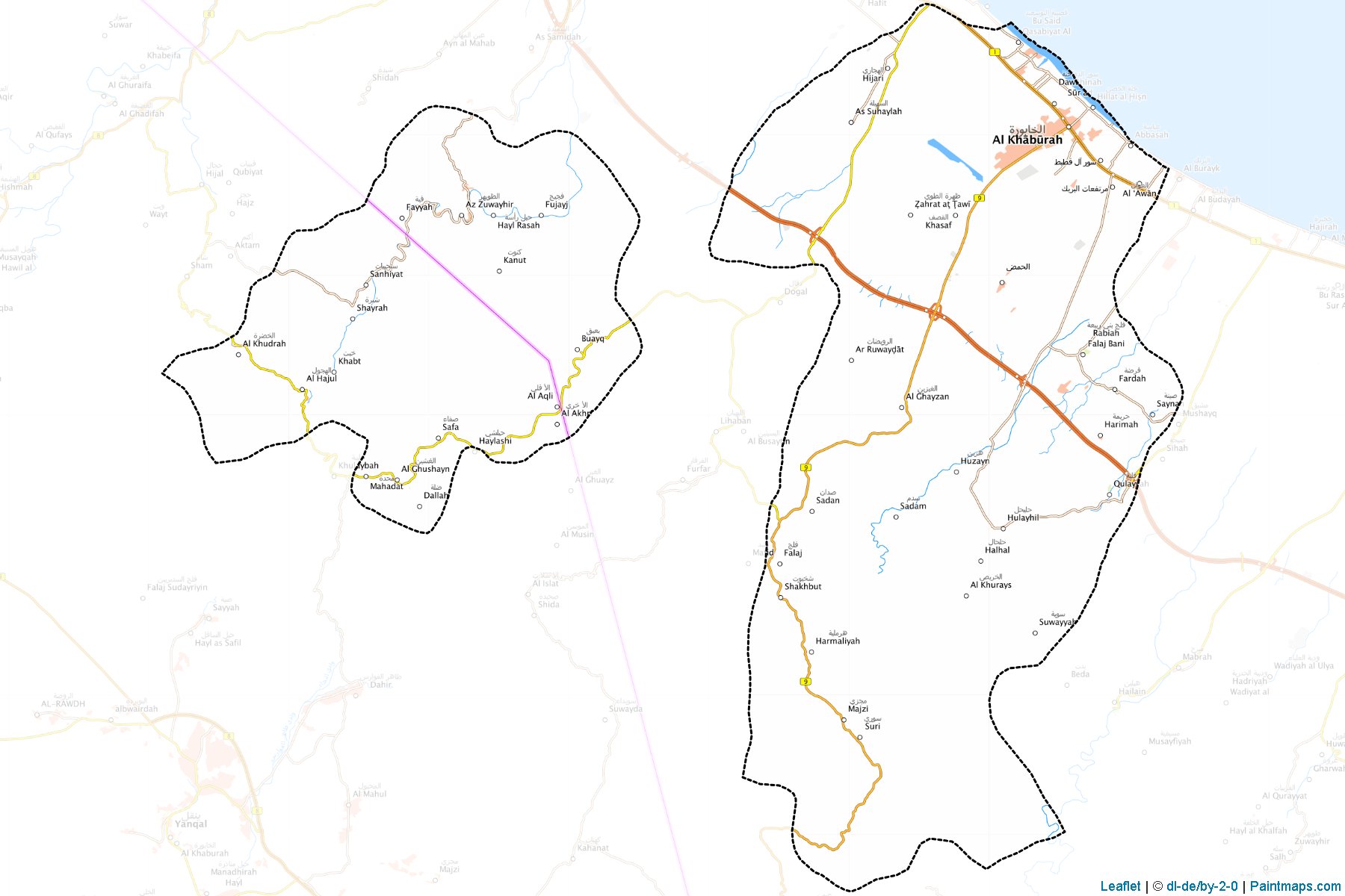 Muestras de recorte de mapas Al Khaburah (Al Batnah North)-1