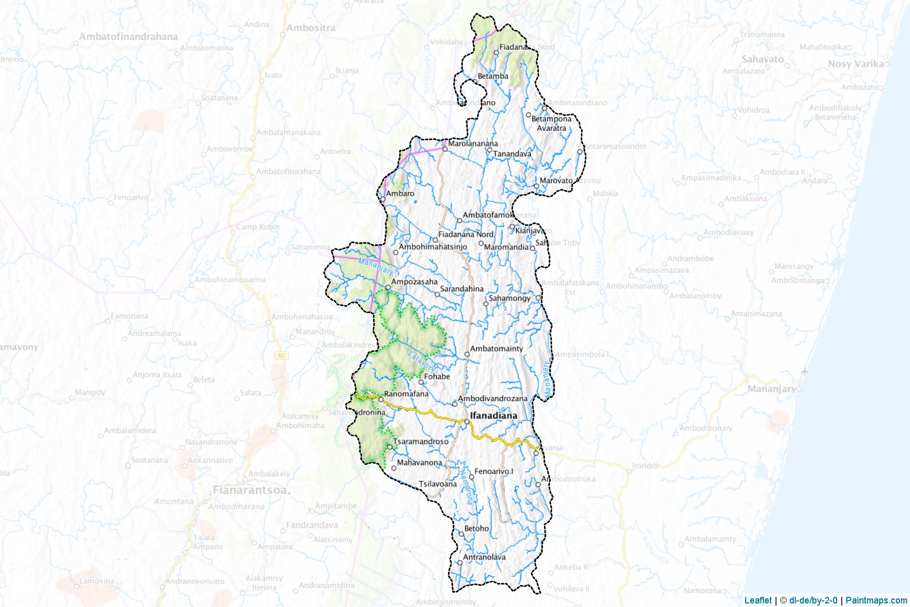 Muestras de recorte de mapas Ifanadiana (Vatovavy-Fitovinany)-1