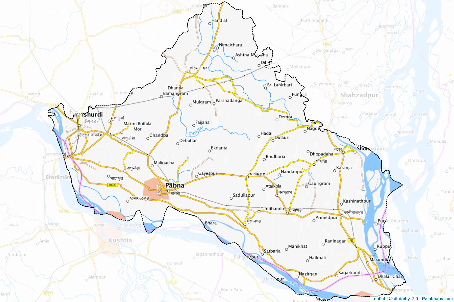 Make printable Pabna maps with border masking (cropping) using leaflet ...