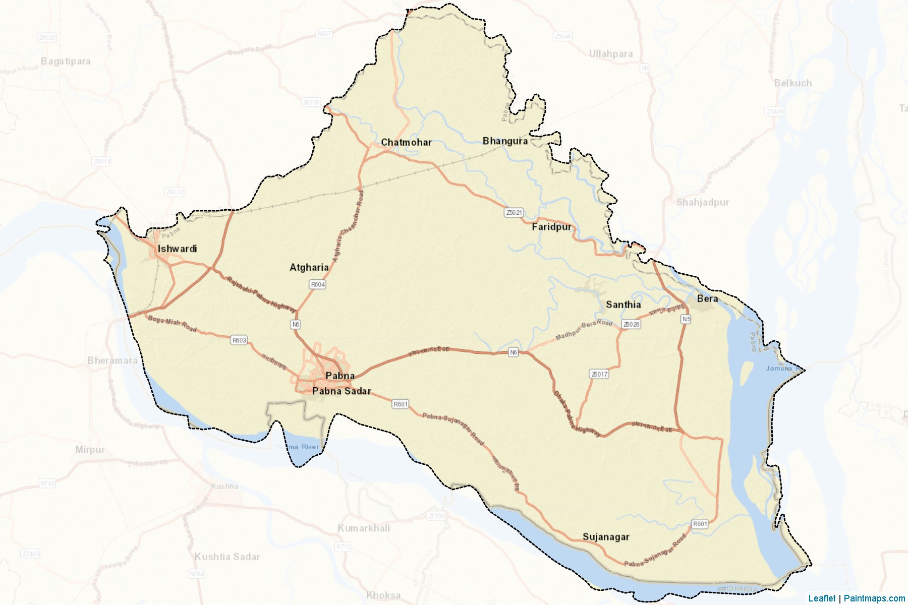 Muestras de recorte de mapas Pabna (Rajshahi)-2