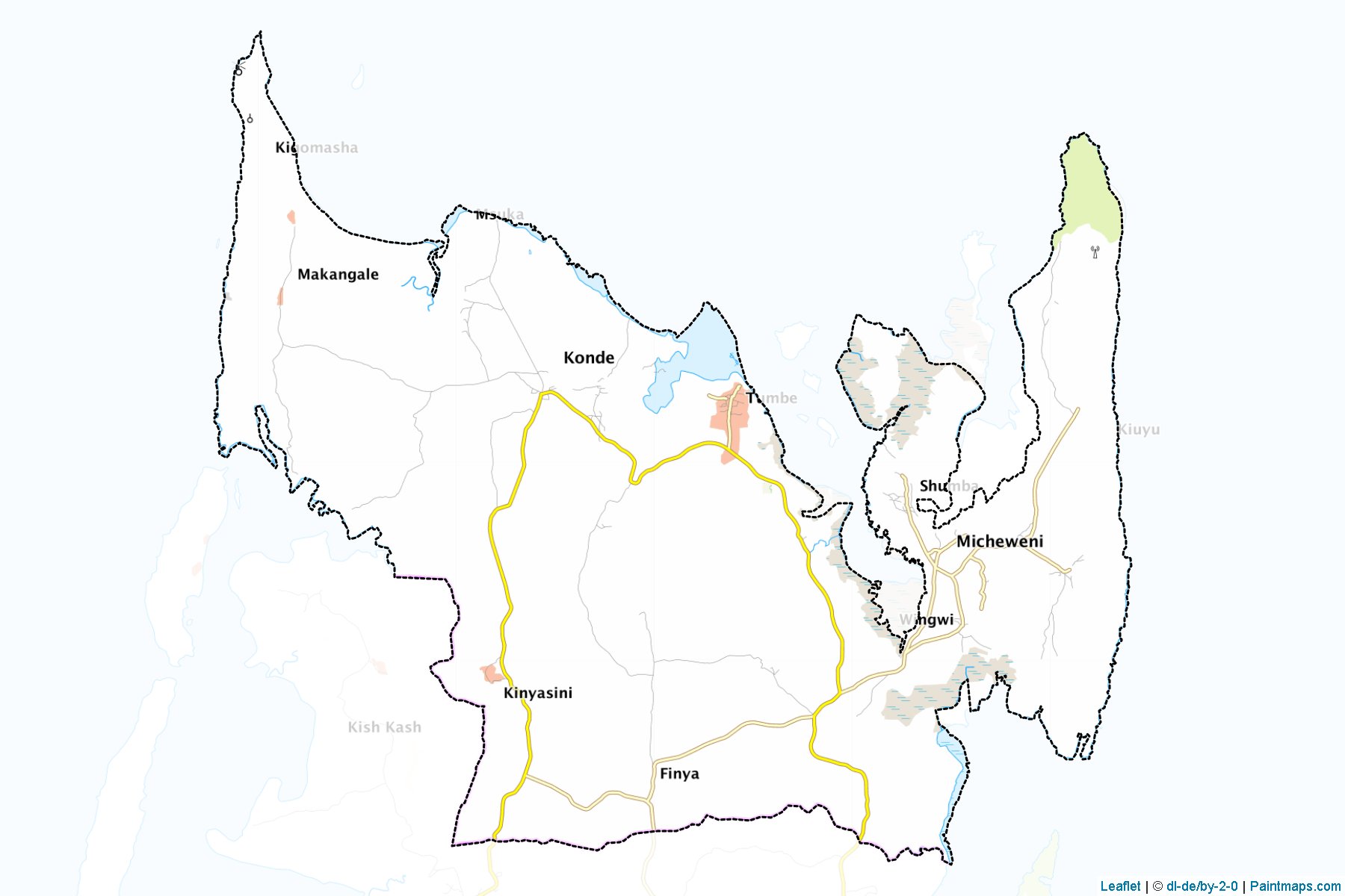 Muestras de recorte de mapas Micheweni (Kaskazini-Pemba)-1