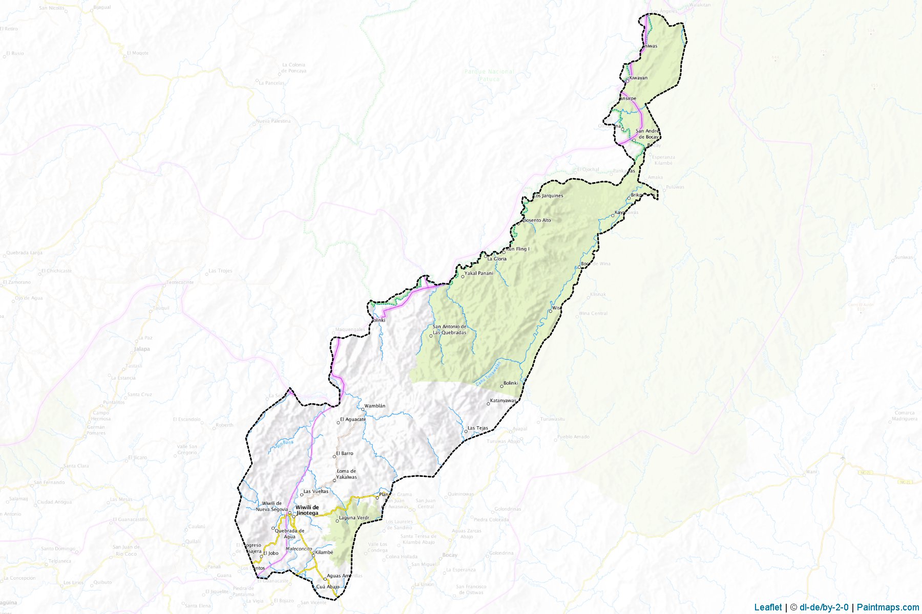 Muestras de recorte de mapas Wiwili (Jinotega)-1