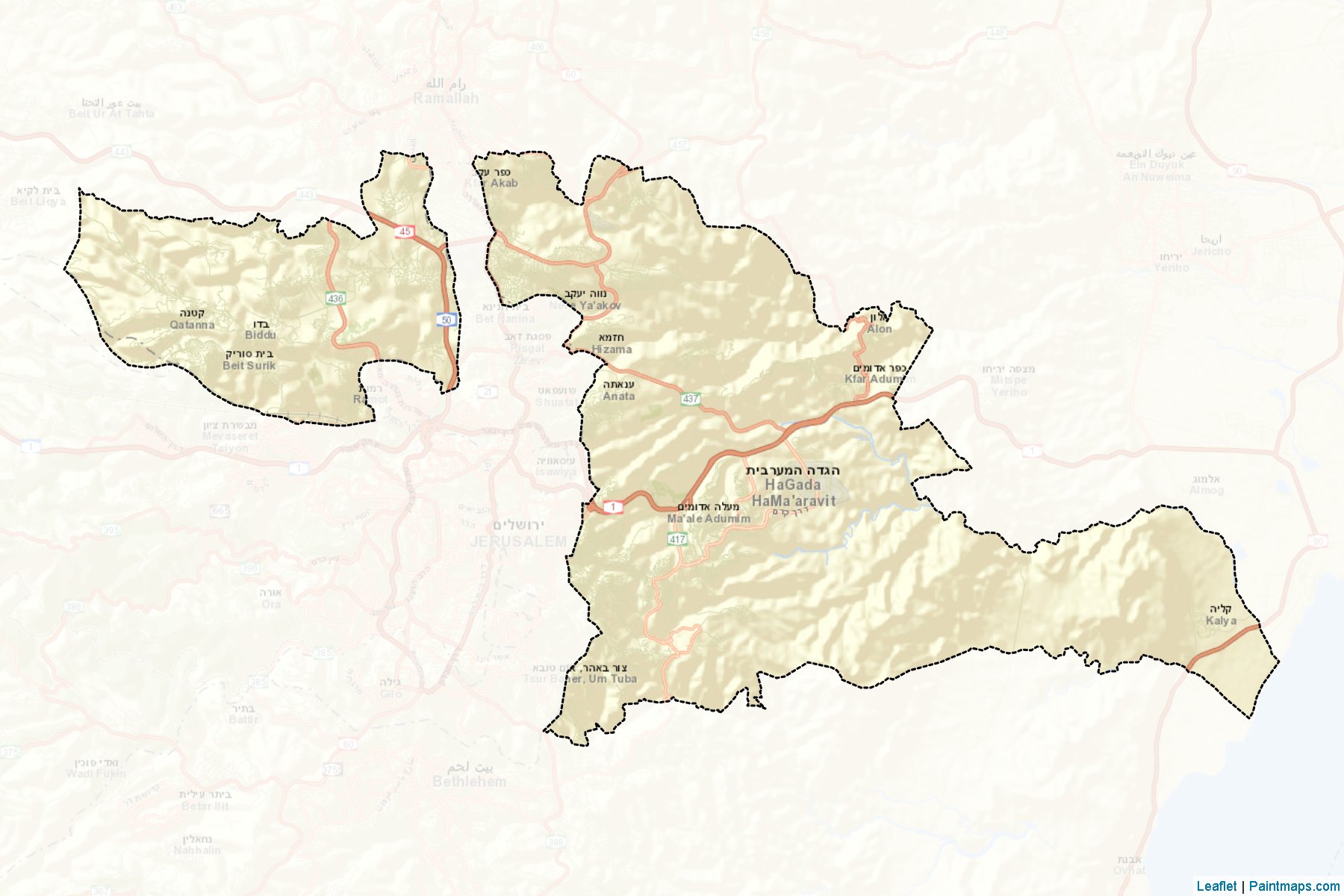 Jerusalem (West Bank) Map Cropping Samples-2