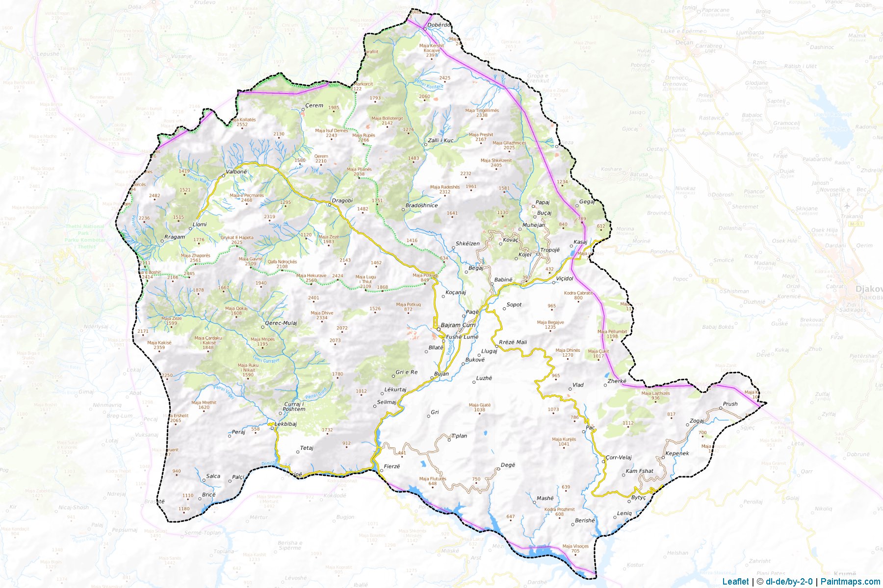 Tropojë ilçesi (Kukës ili) Haritası Örnekleri-1