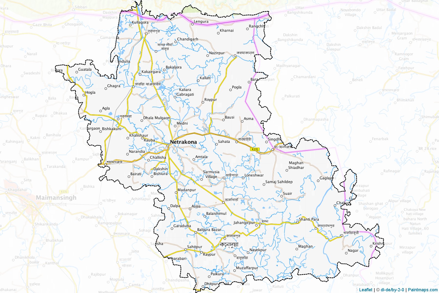 Muestras de recorte de mapas Netrakona (Mymensingh)-1