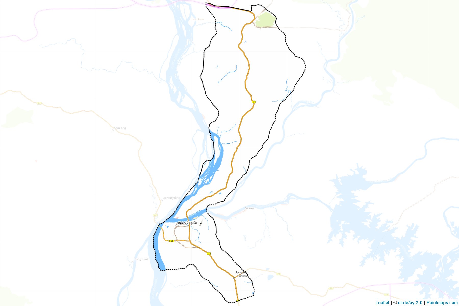 Muestras de recorte de mapas Stueng Traeng (Stœng Trêng)-1