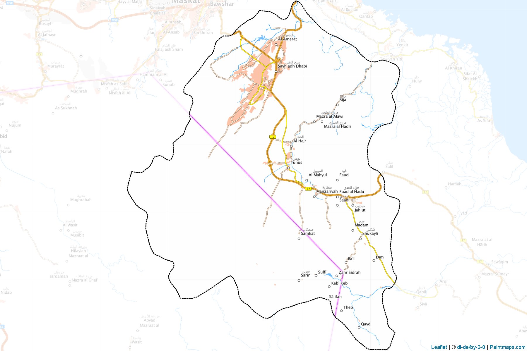 Muestras de recorte de mapas Al Amrat (Muscat)-1