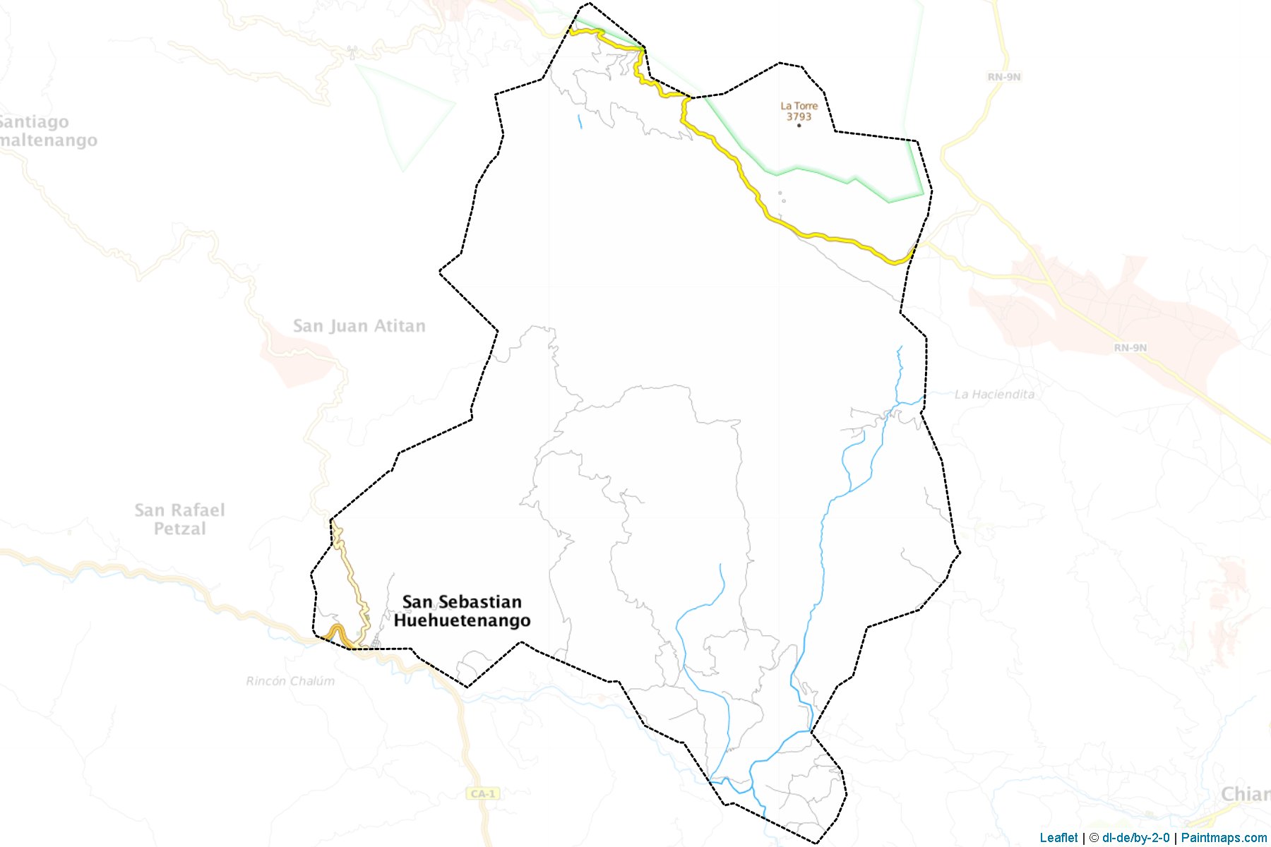 Muestras de recorte de mapas San Sebastian Huehuetenango (Huehuetenango)-1