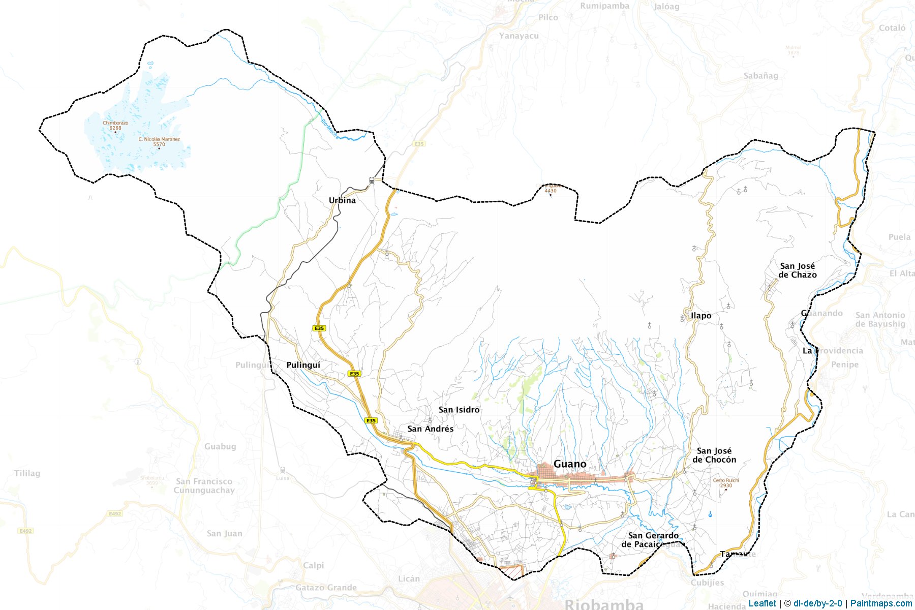 Muestras de recorte de mapas Guano (Chimborazo)-1