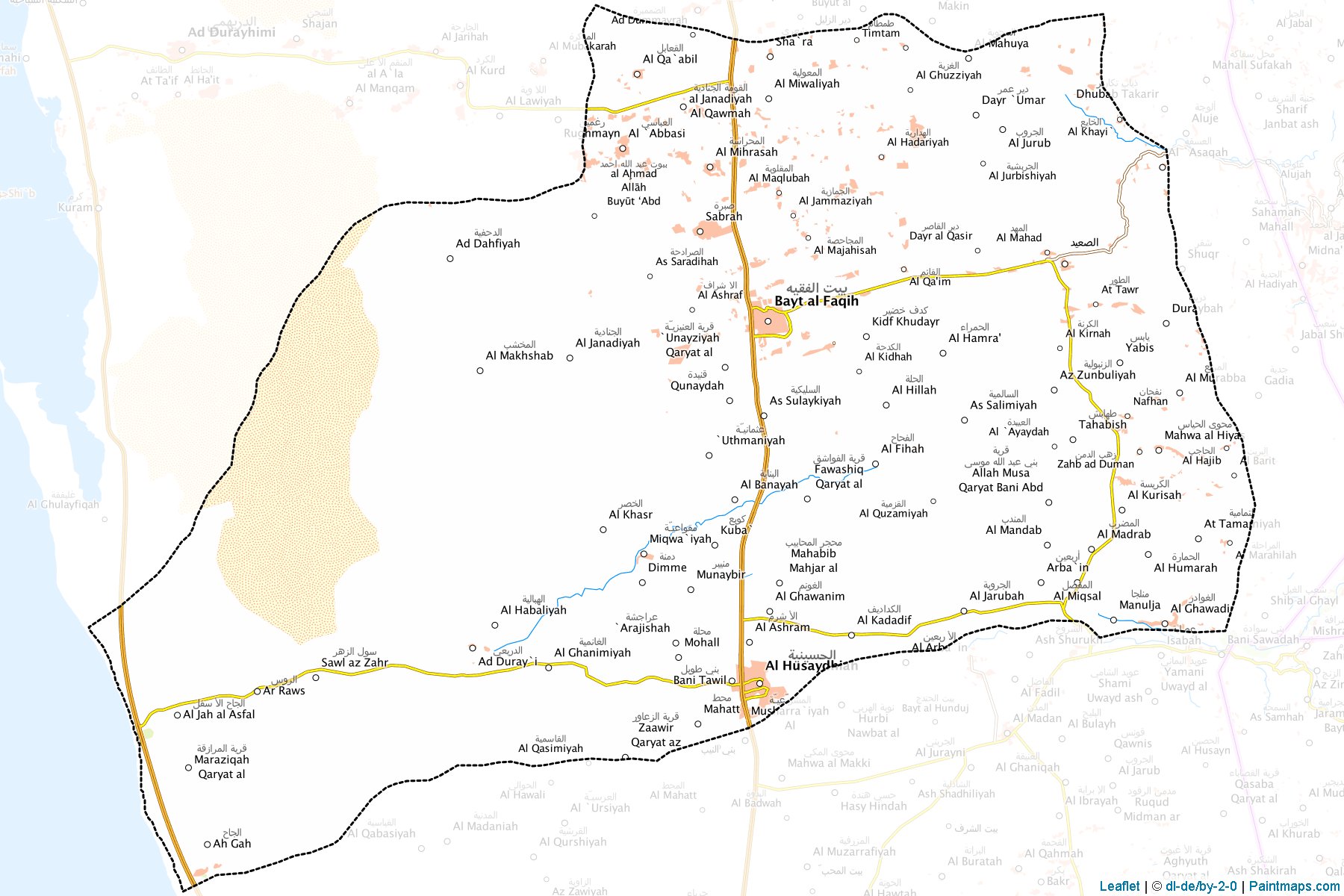 Muestras de recorte de mapas Bayt Al Faqiah (Al Hudaydah)-1