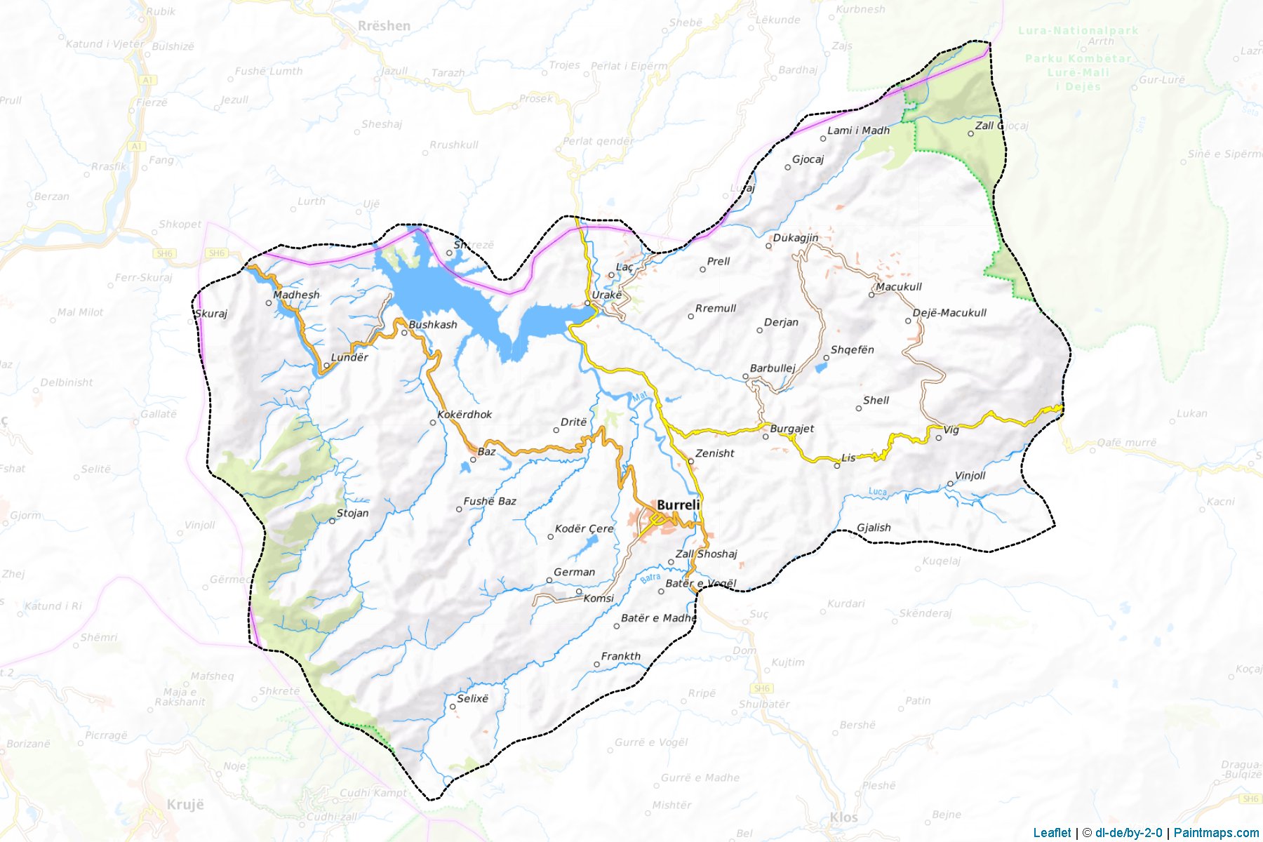 Muestras de recorte de mapas Mat (Dibër)-1