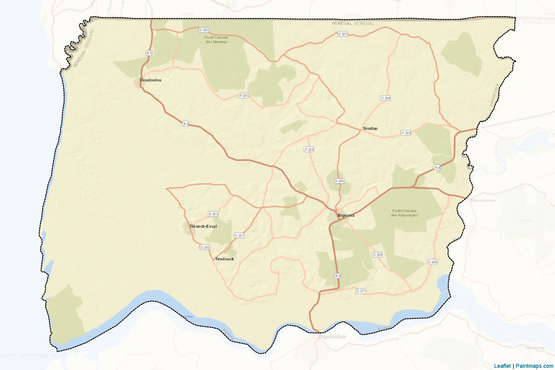 Muestras de recorte de mapas Bignona (Ziguinchor)-2