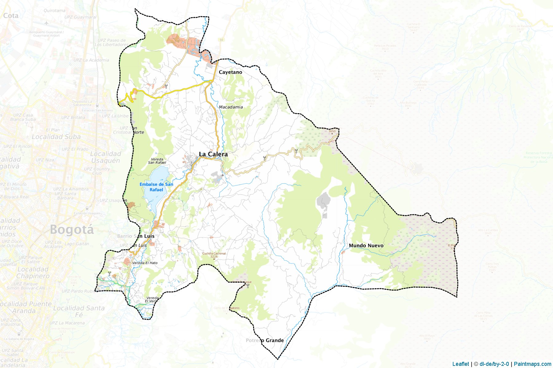 La Calera (Cundinamarca) Haritası Örnekleri-1