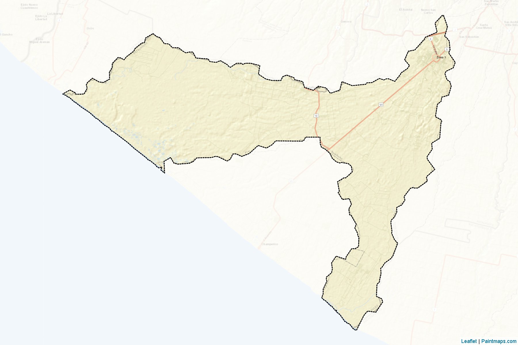 Muestras de recorte de mapas Retalhuleu (Retalhuleu)-2