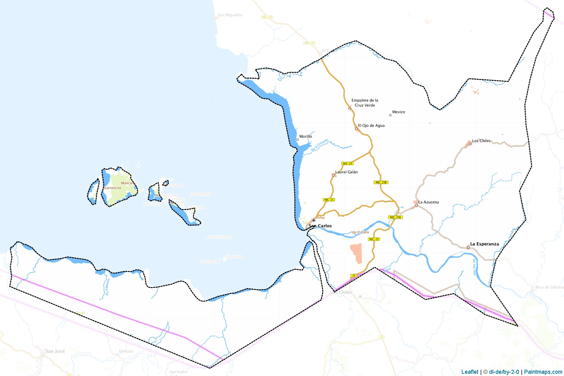 Muestras de recorte de mapas San Carlos (Rio San Juan)-1