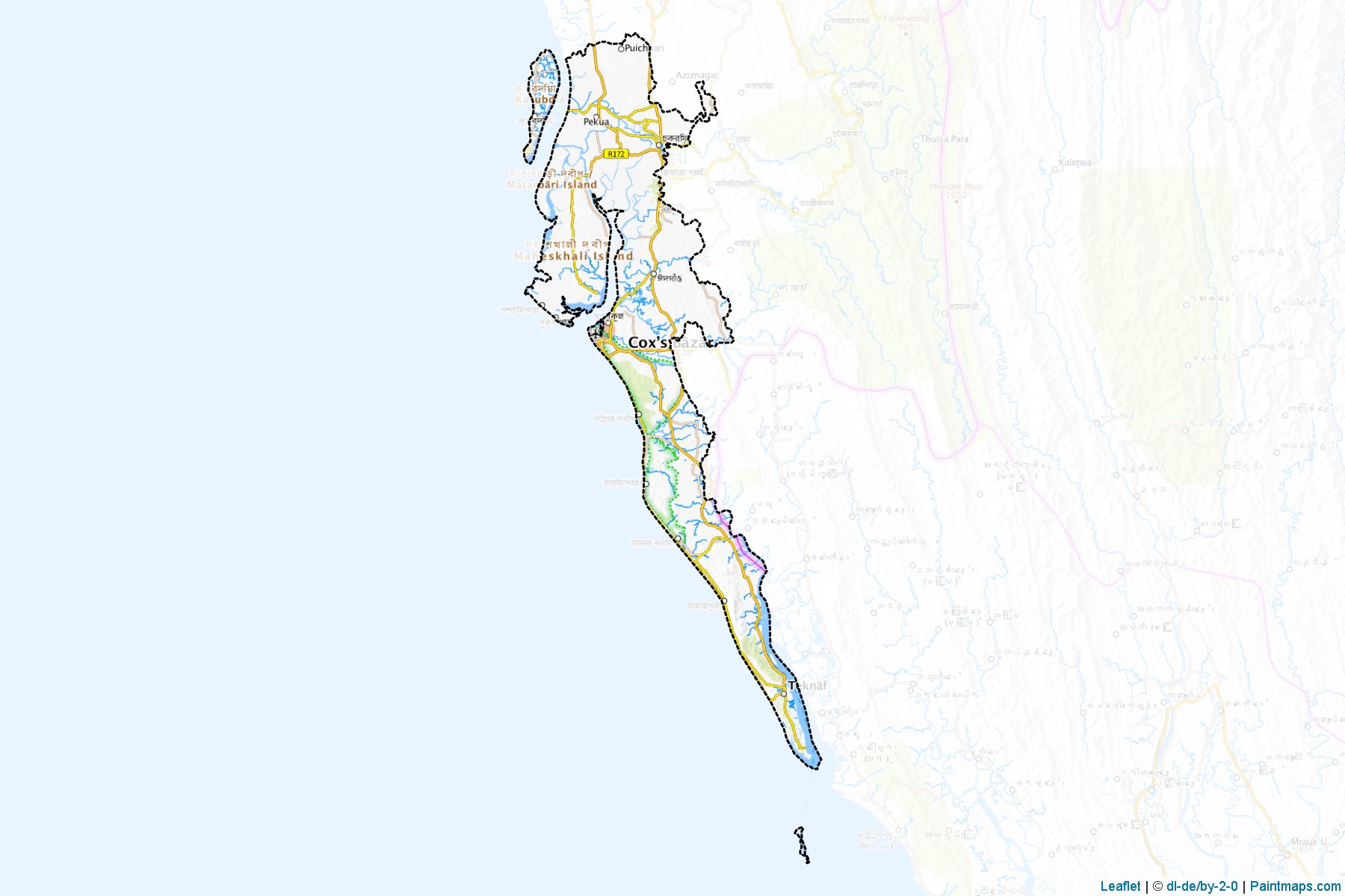 Muestras de recorte de mapas Cox's Bazar (Chittagong)-1