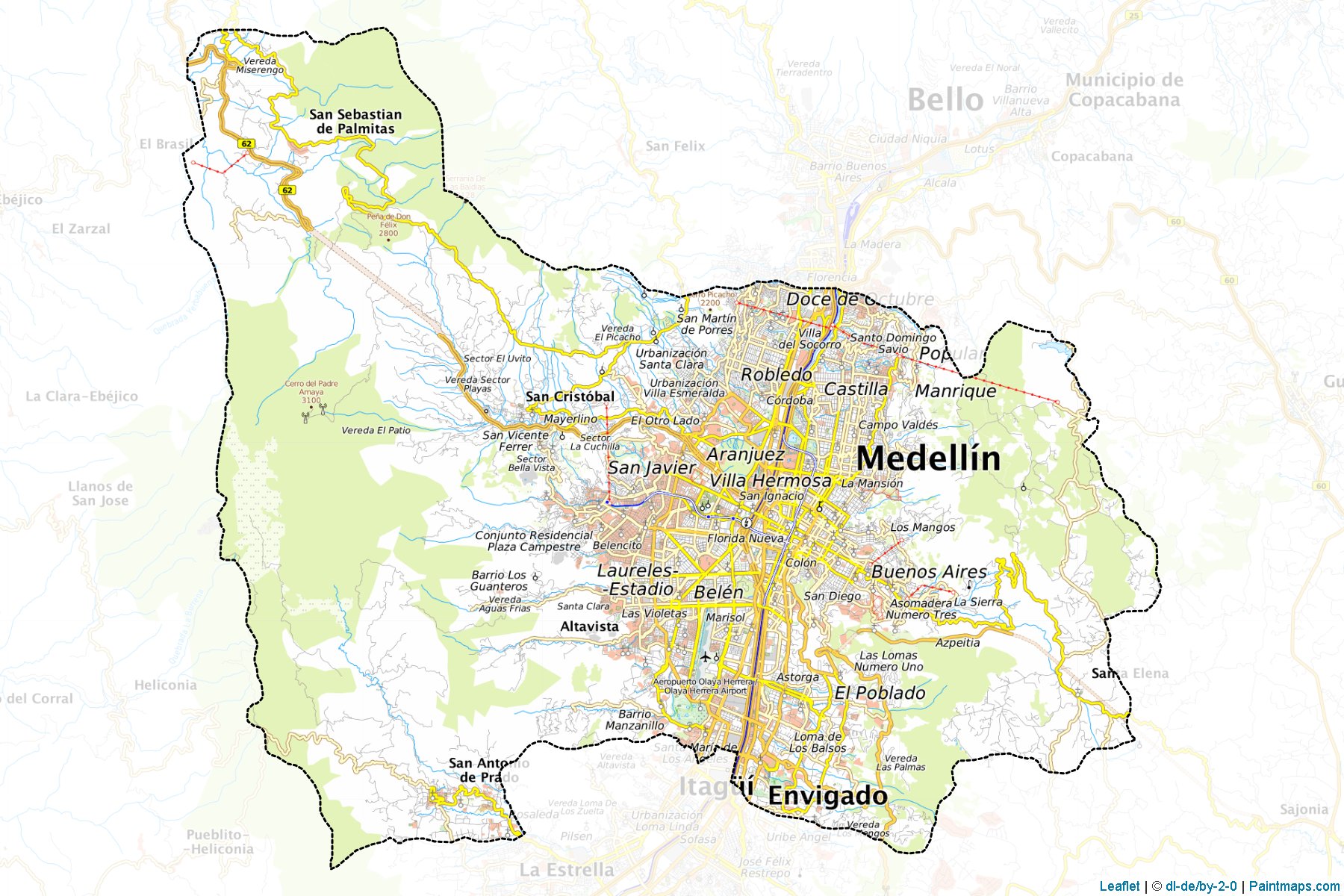 Medellin (Antioquia) Haritası Örnekleri-1