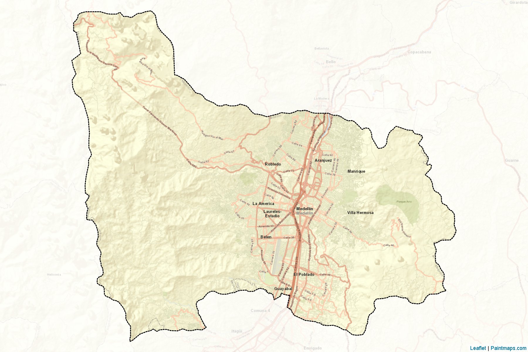 Medellin (Antioquia) Haritası Örnekleri-2