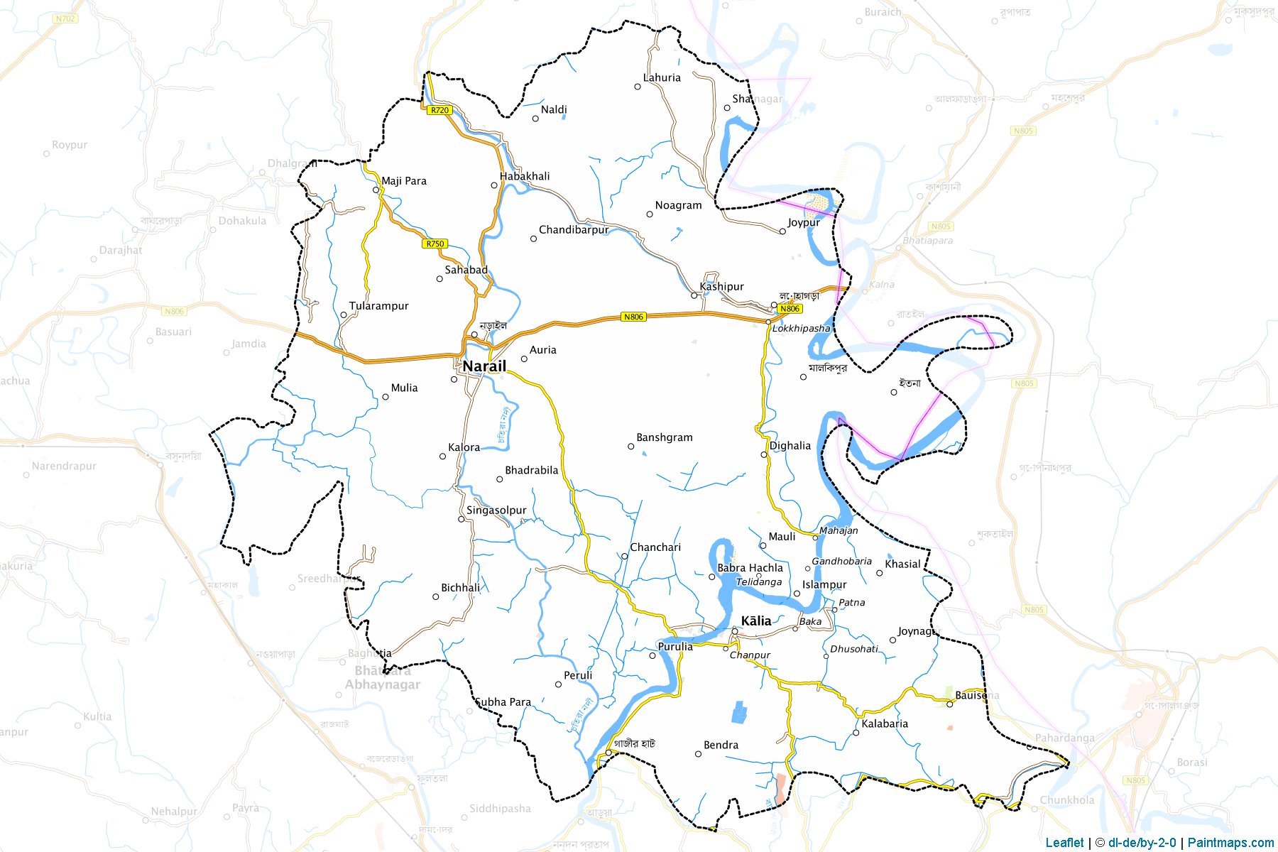 Muestras de recorte de mapas Narail (Khulna)-1