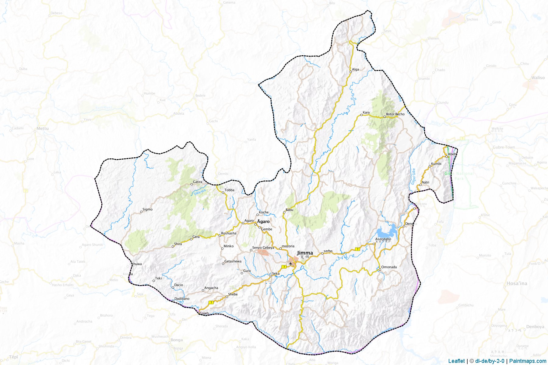 Muestras de recorte de mapas Jimma (Oromiya)-1