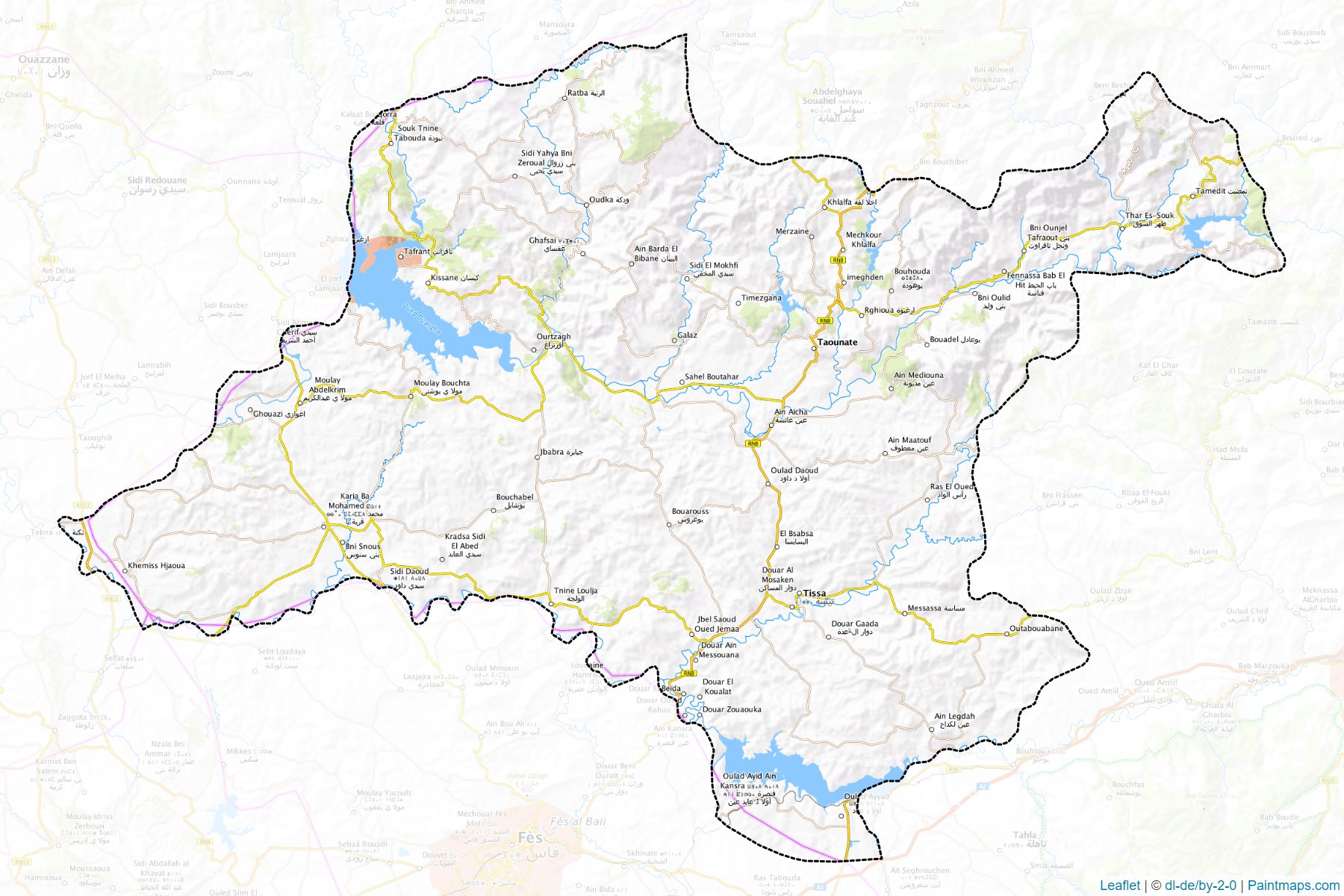 Muestras de recorte de mapas Taounate (Fès-Meknès)-1