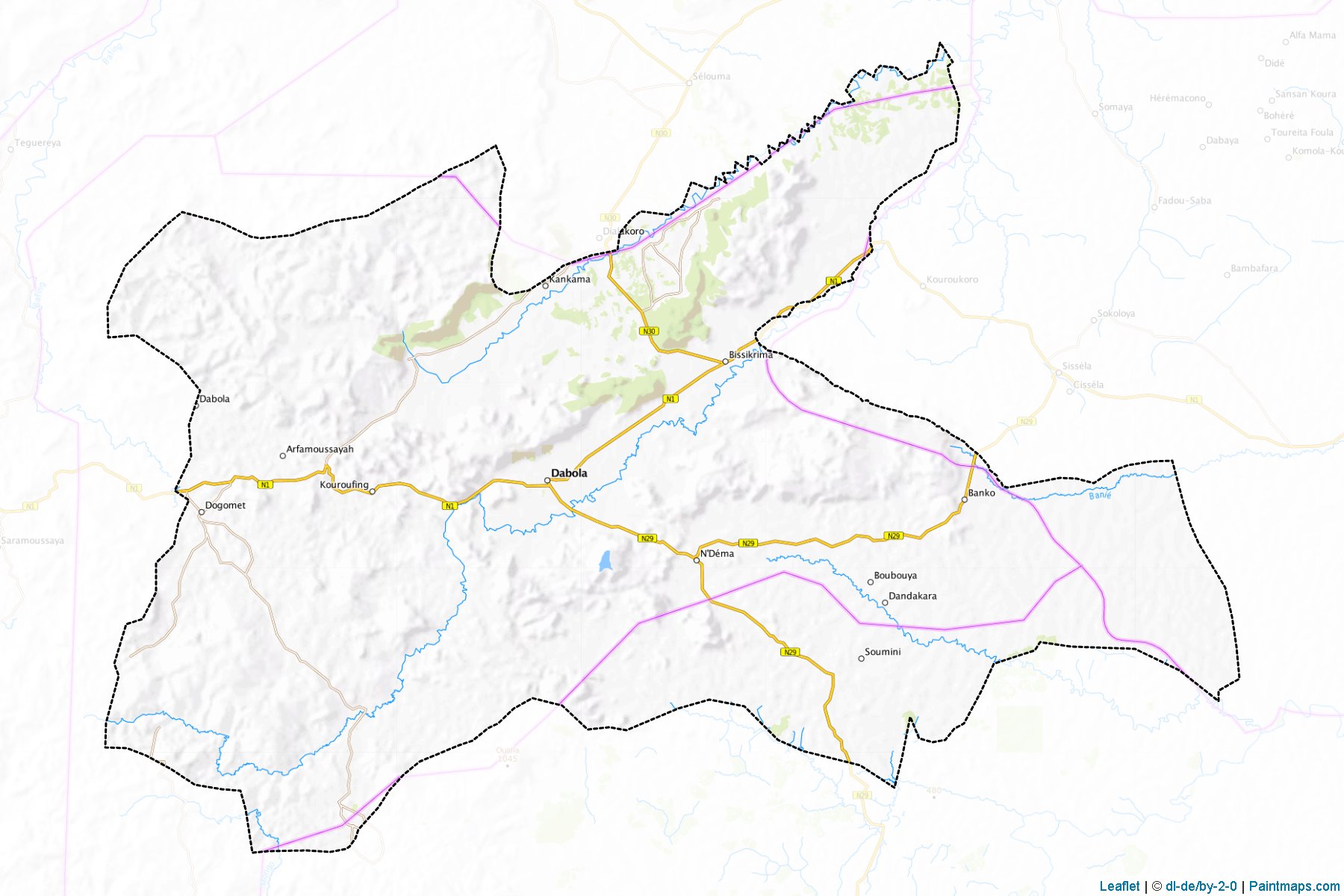 Muestras de recorte de mapas Dabola (Dabola)-1