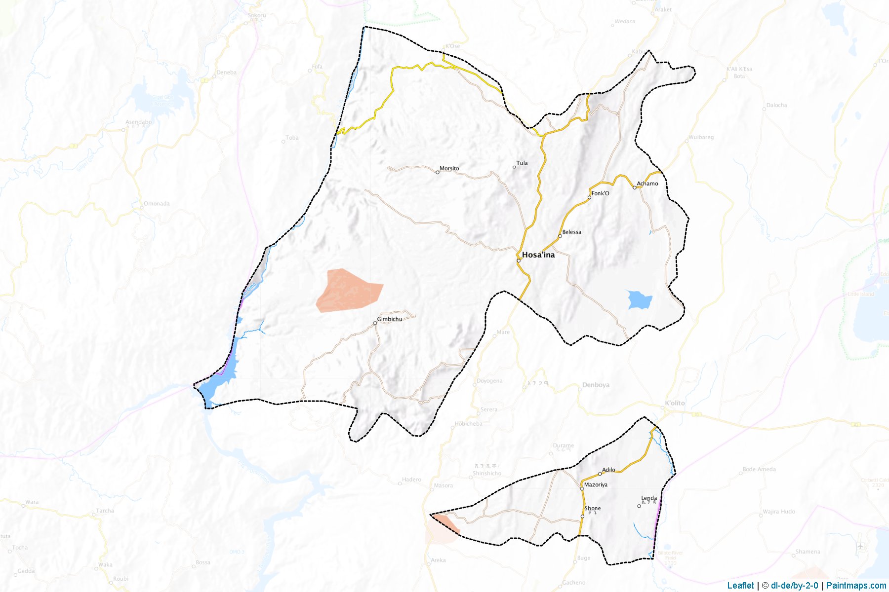 Muestras de recorte de mapas Hadiya (Southern Nations, Nationalities and Peoples)-1