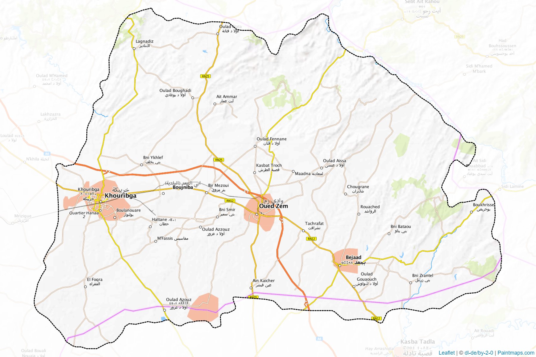 Muestras de recorte de mapas Khouribga (Béni Mellal-Khénifra)-1