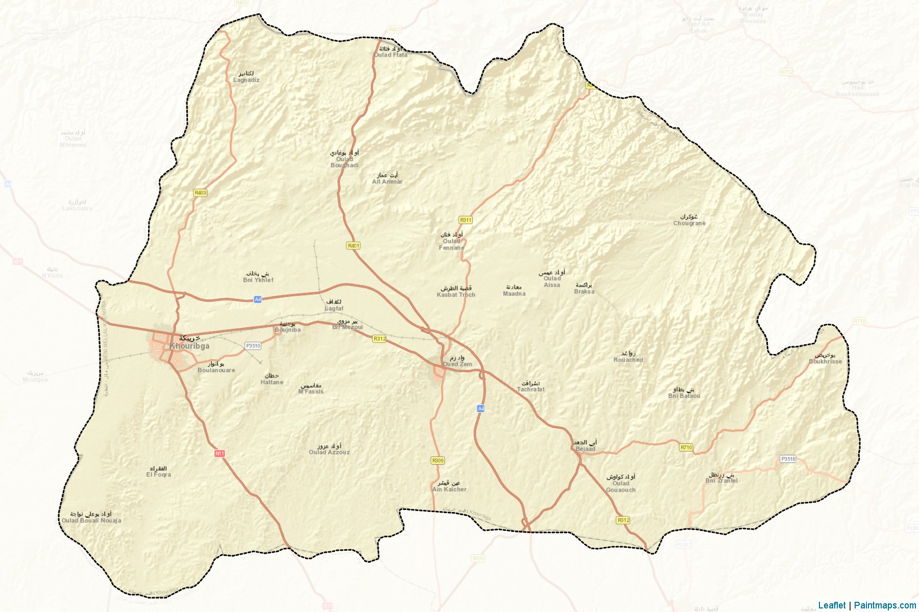 Muestras de recorte de mapas Khouribga (Béni Mellal-Khénifra)-2