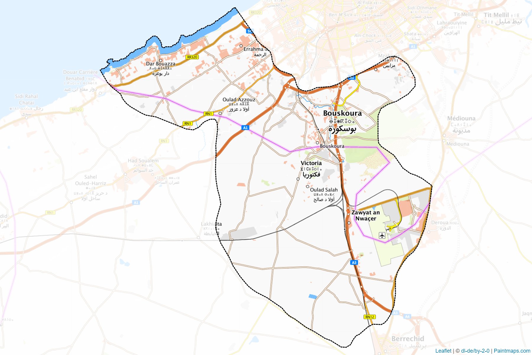 Muestras de recorte de mapas Nouaceur (Casablanca-Settat)-1