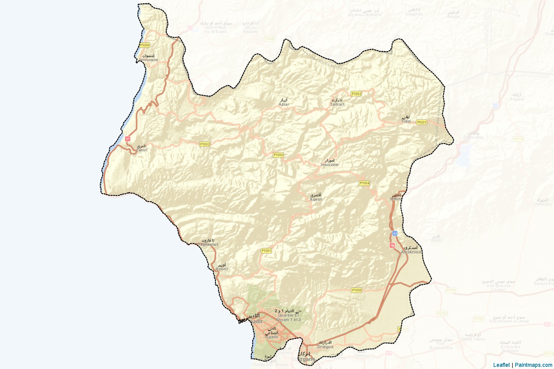 Muestras de recorte de mapas Agadir Ida-Outanane (Souss-Massa)-2