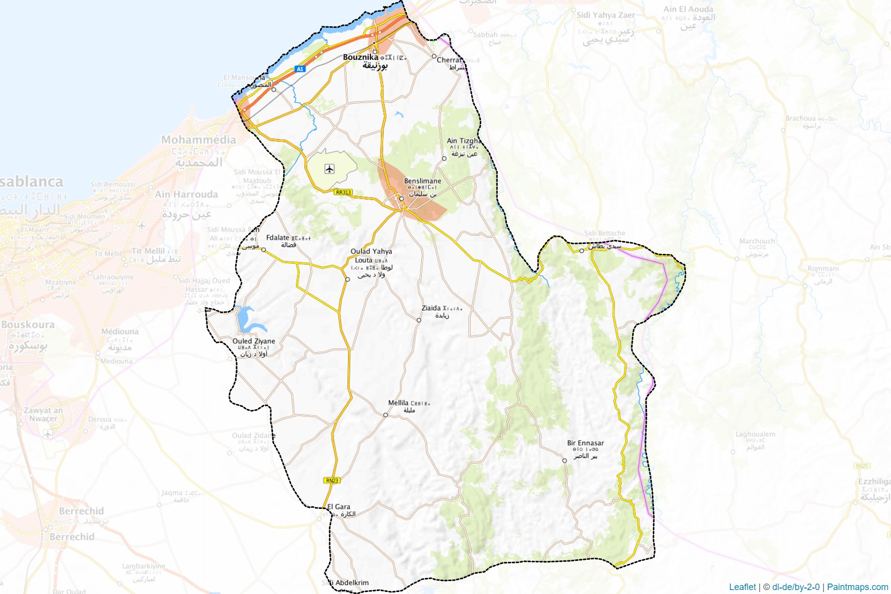 Muestras de recorte de mapas Benslimane (Casablanca-Settat)-1