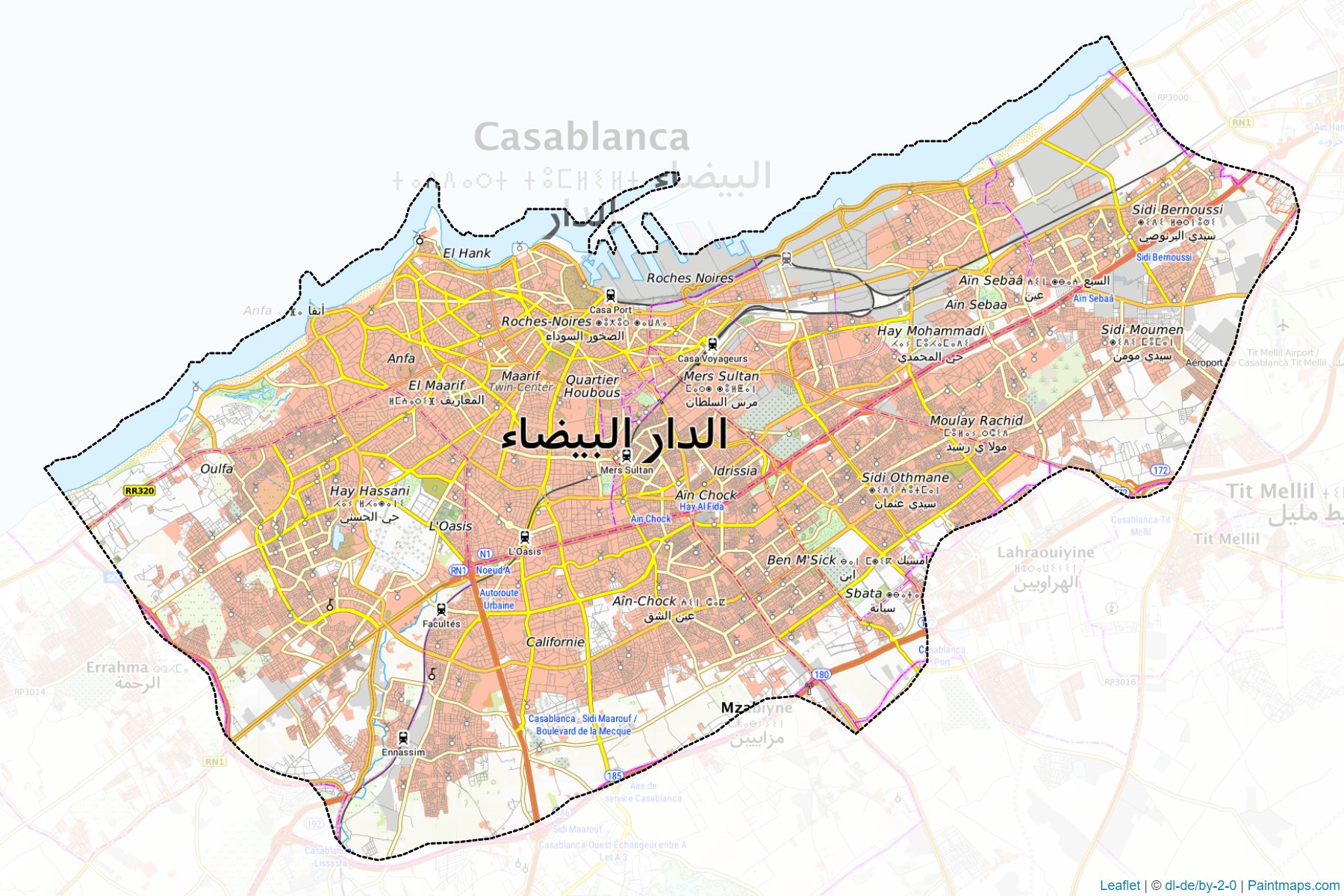 Muestras de recorte de mapas Casablanca (Casablanca-Settat)-1