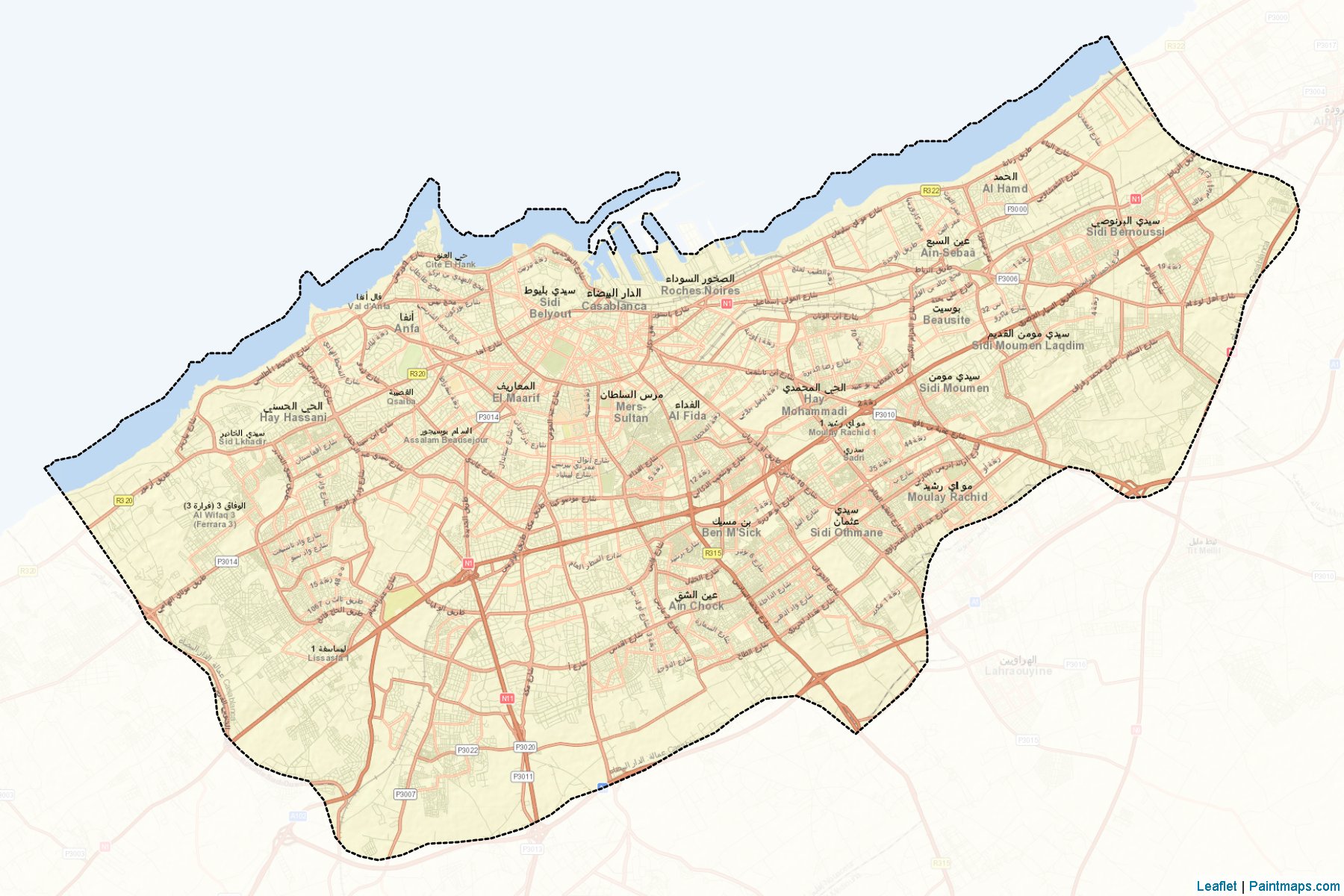 Muestras de recorte de mapas Casablanca (Casablanca-Settat)-2