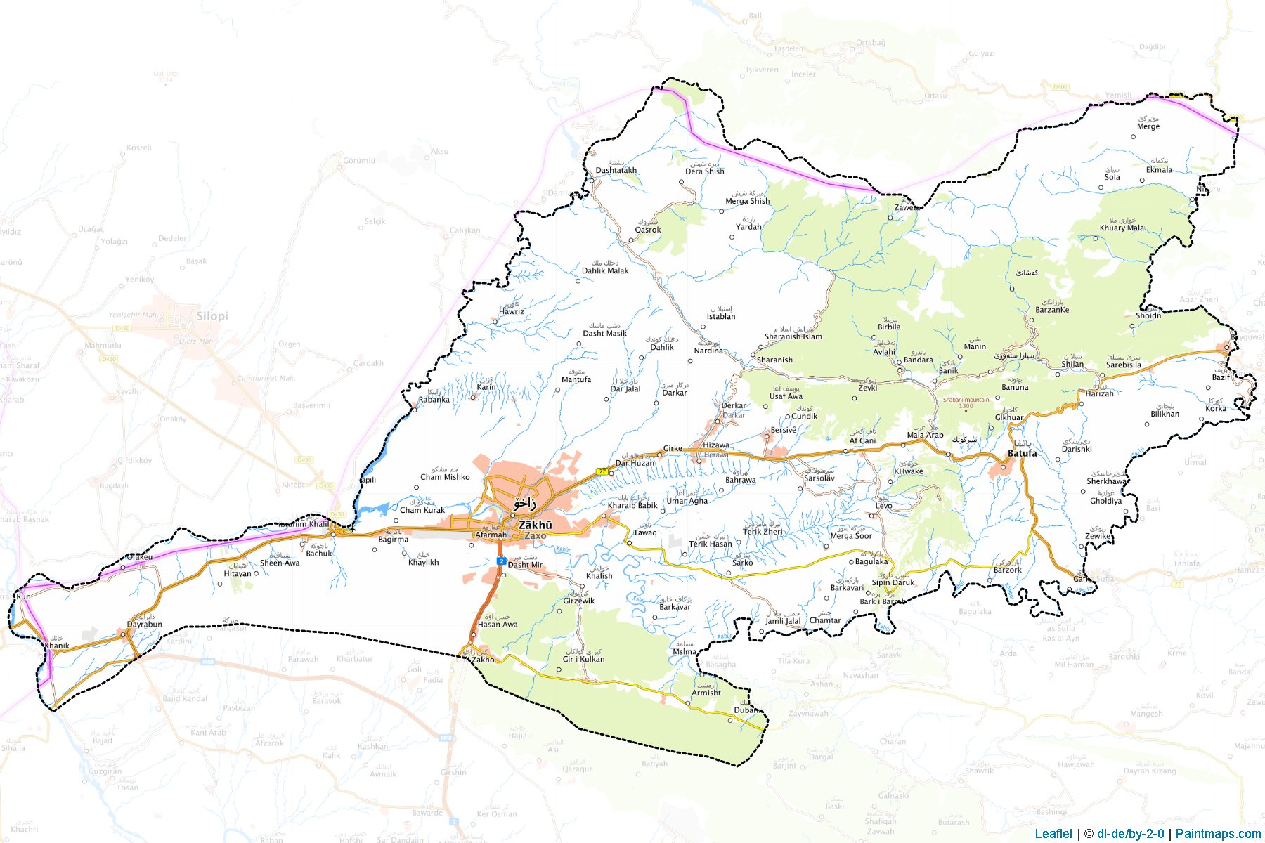 Muestras de recorte de mapas Zakho (Dihok)-1