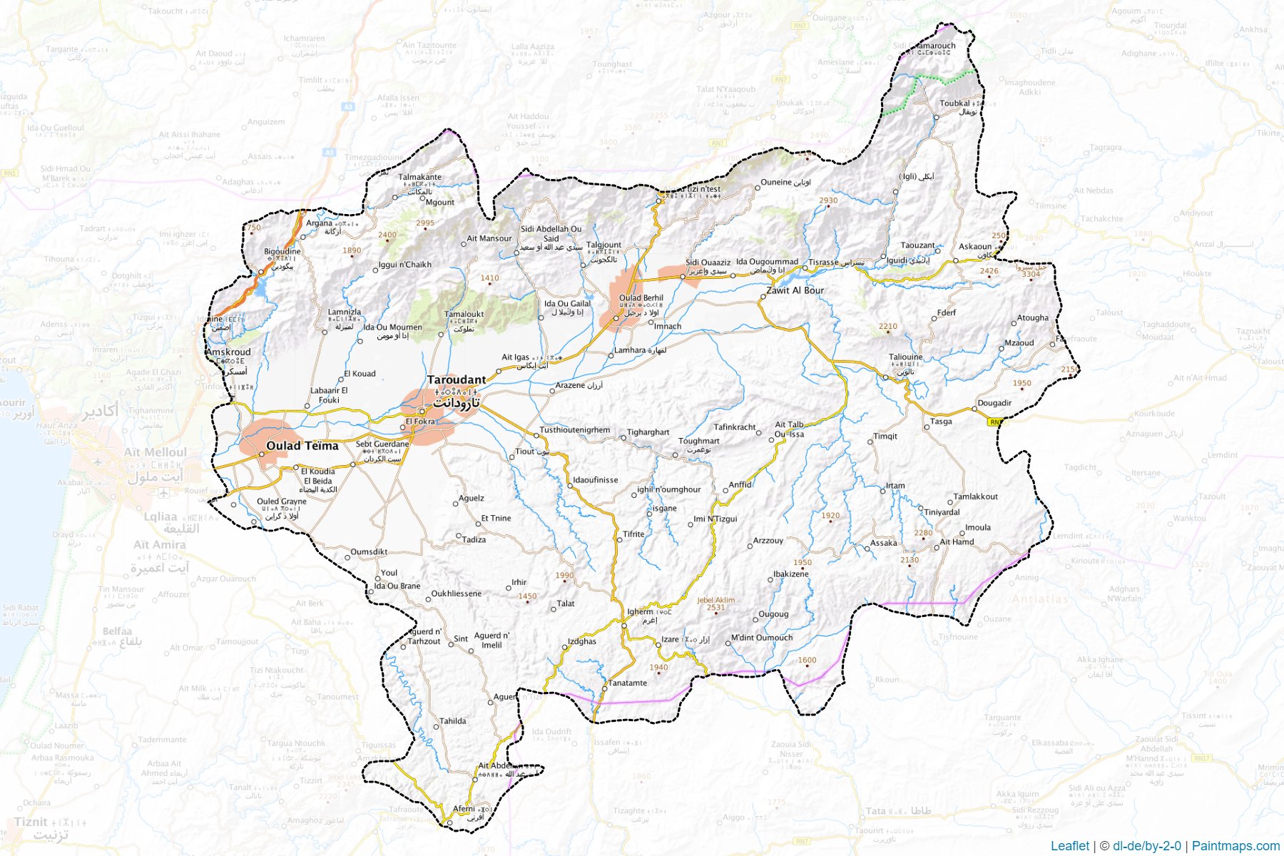 Muestras de recorte de mapas Taroudant (Souss-Massa)-1