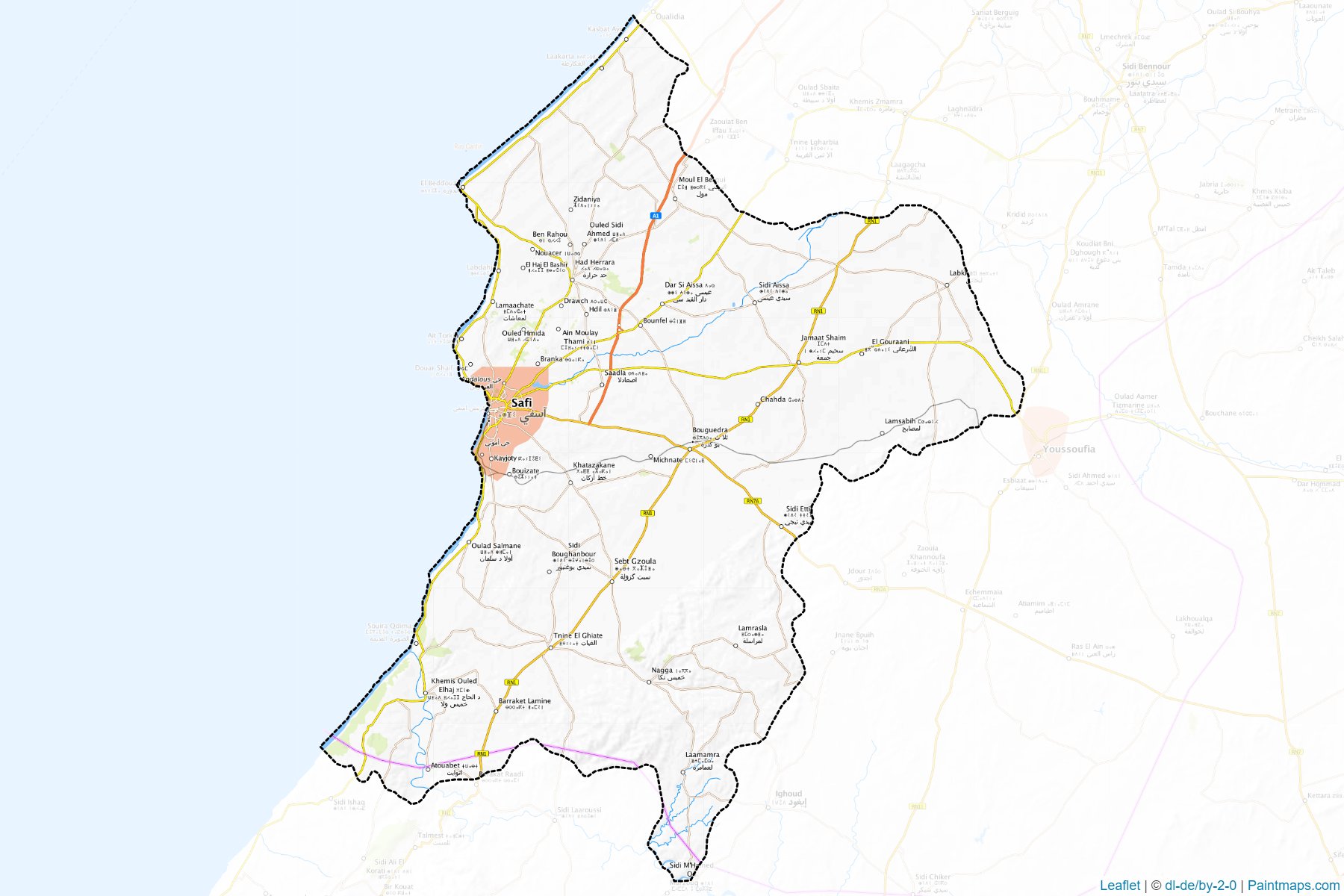 Muestras de recorte de mapas Safi (Marrakesh-Safi)-1