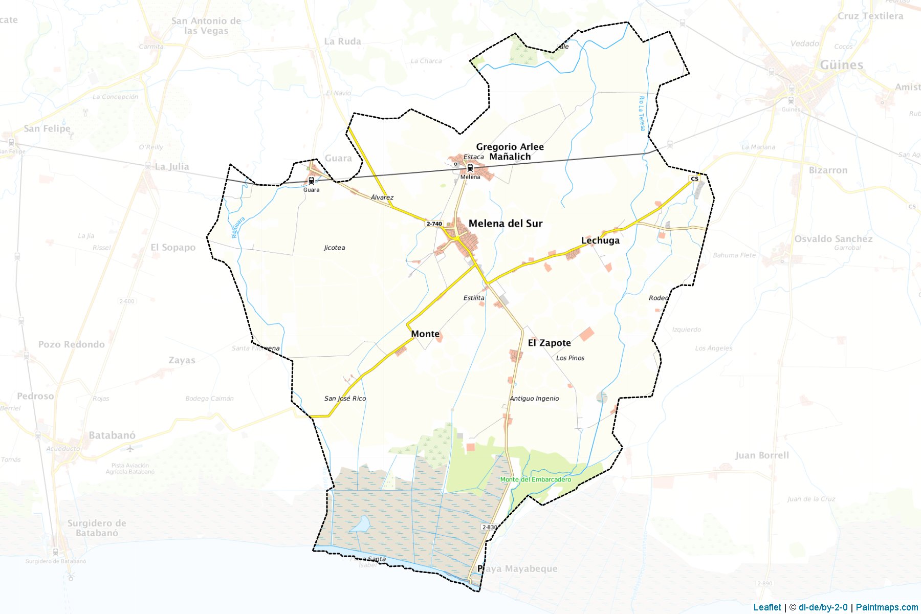 Muestras de recorte de mapas Melena Del Sur (Mayabeque)-1