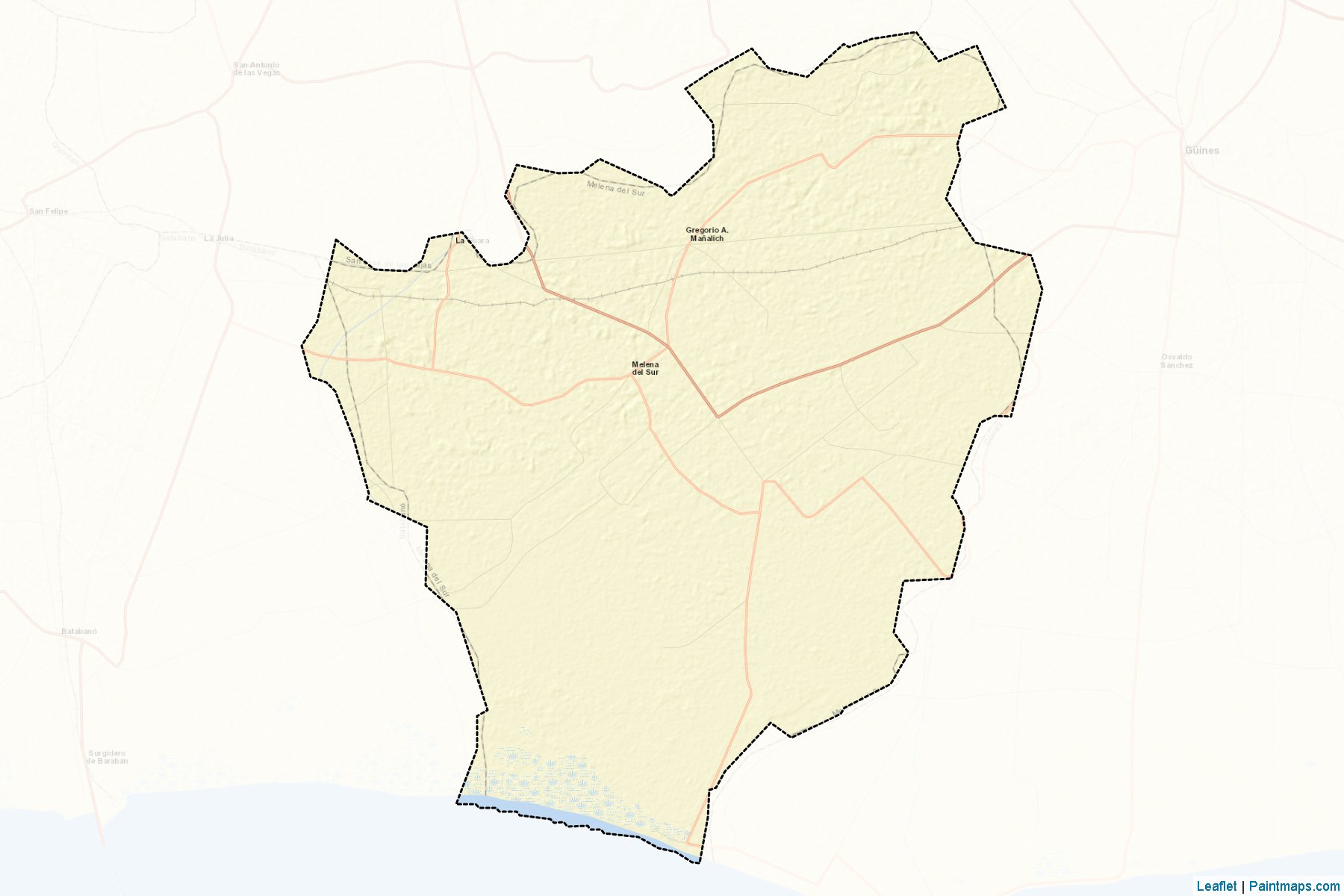 Muestras de recorte de mapas Melena Del Sur (Mayabeque)-2