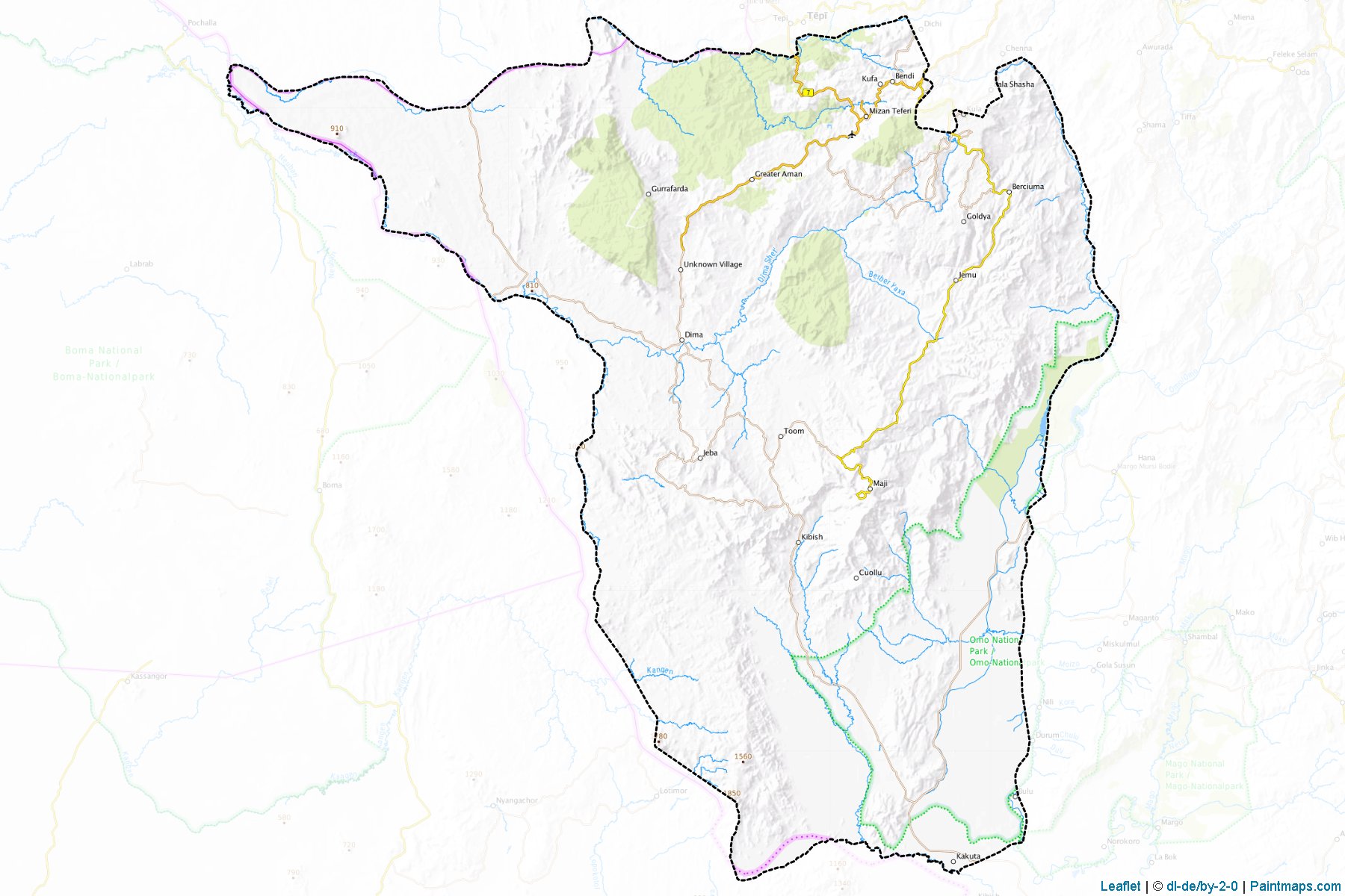 Muestras de recorte de mapas Bench Maji (Southern Nations, Nationalities and Peoples)-1