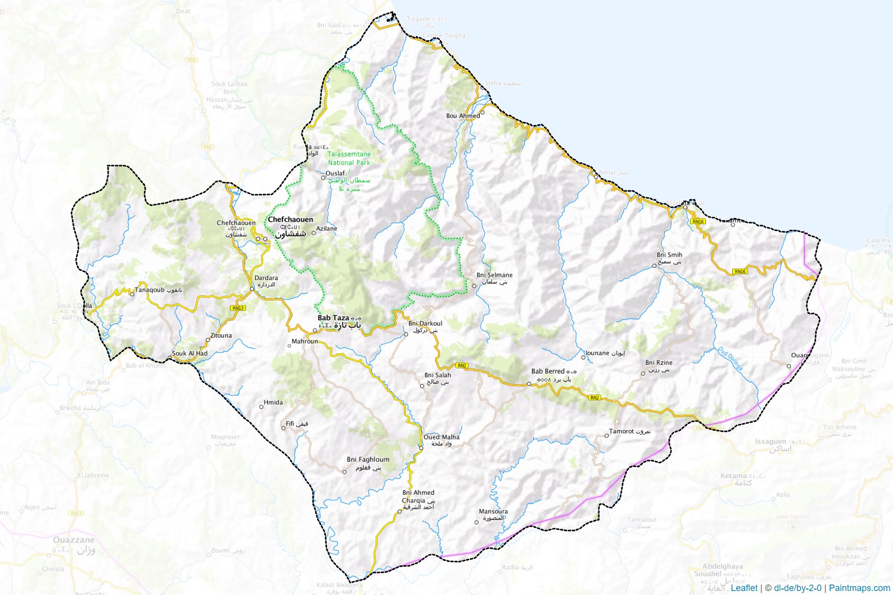 Muestras de recorte de mapas Chefchaouen (Tanger-Tetouan-Al Hoceima)-1