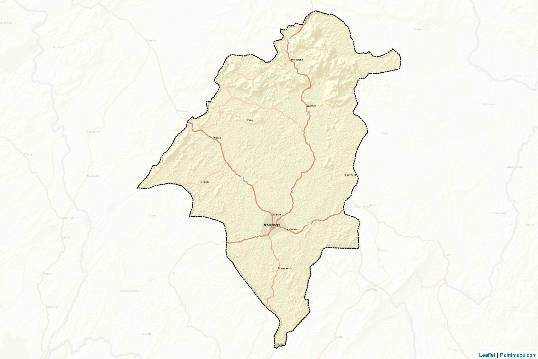 Nzérékoré Prefecture (Nzérékoré) Map Cropping Samples-2