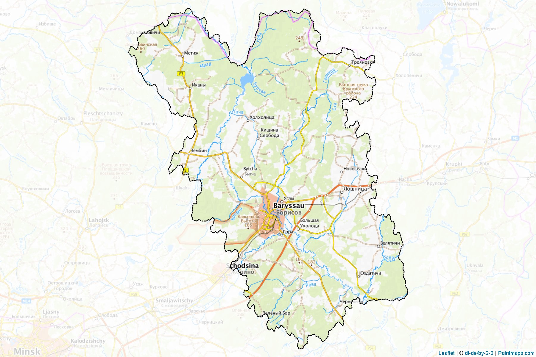 Muestras de recorte de mapas Barysaw (Minsk)-1