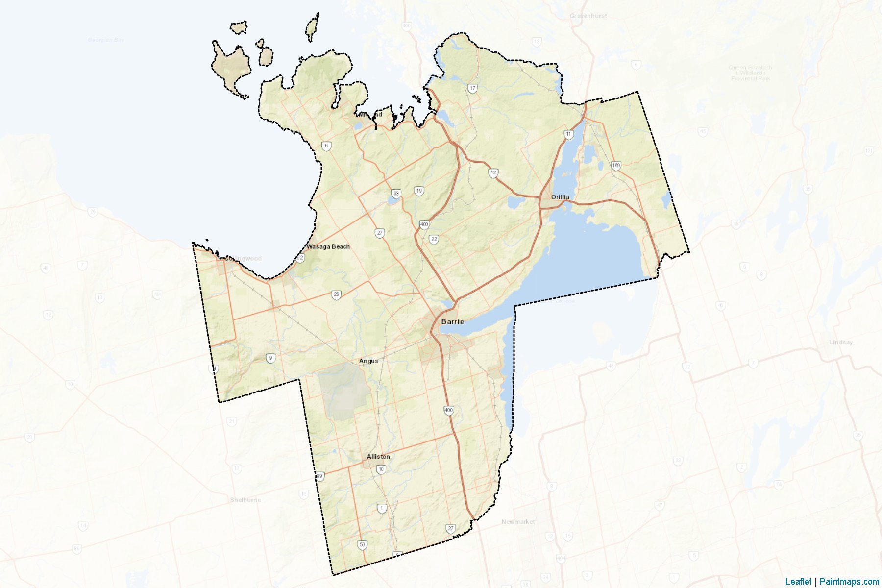 Muestras de recorte de mapas Simcoe (Ontario)-2